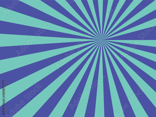 Abstract Sunburst Background with Radiating Purple and Teal Rays.