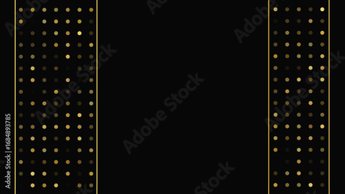 Dark background with golden lines and glittering dots
