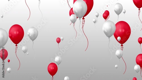 Red and White Balloons Floating Animation