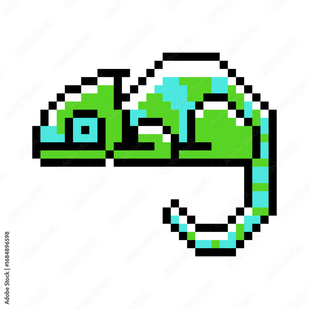 Fototapeta premium Pixel Art Chameleon Icon for Retro Video Games