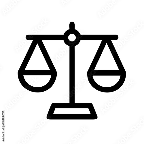 Illustration of a balance scale with two pans hanging from a central beam and a base for support
