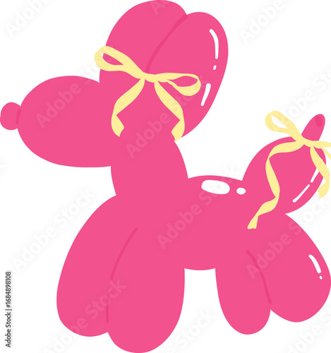 Coquette Ribbon Bow Groovy Balloon Dog – Cute Pink Kawaii Illustration