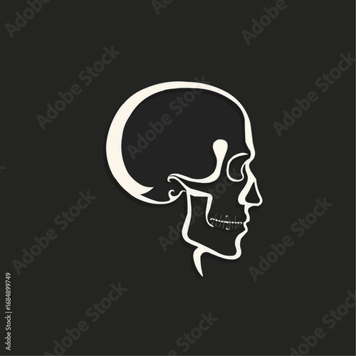 Minimalist vector side cranium icon in monochrome design  