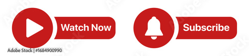 Watch now subscribe badge PNG icon with social media label design and call to action button for online engagement vector illustration