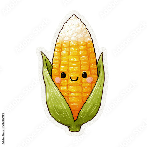 Adorable Cartoon Corn Cob Illustration - Happy