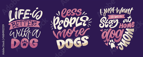 Trendy hand drawn doodle lettering quote about dog, pet lovers. Lettering for t-shirt design, mug print, bag print, clothes fashion. 100% hand drawn vector image.