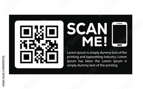 QR code scan icon set. Scan me frame. QR code scan for smartphone. QR code for mobile app, payment and identification. Vector illustration.