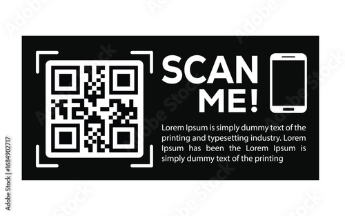 QR code scan icon set. Scan me frame. QR code scan for smartphone. QR code for mobile app, payment and identification. Vector illustration.