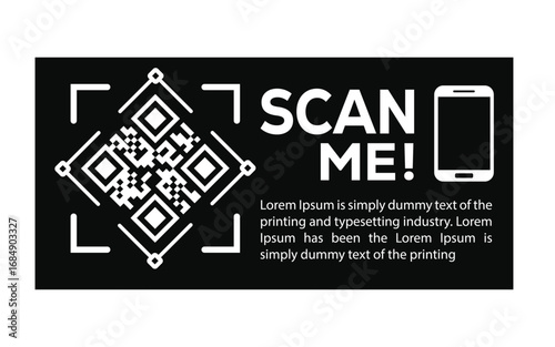 QR code scan icon set. Scan me frame. QR code scan for smartphone. QR code for mobile app, payment and identification. Vector illustration.