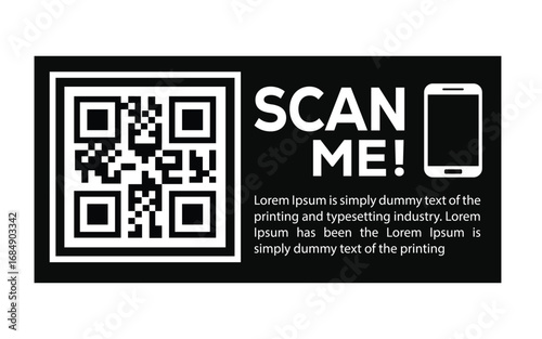 QR code scan icon set. Scan me frame. QR code scan for smartphone. QR code for mobile app, payment and identification. Vector illustration.