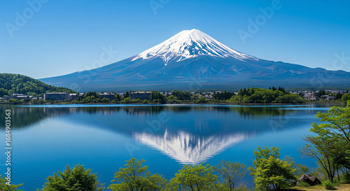 A view of mount fuji beside a Lake Shoji locate at Kawaguchiko
