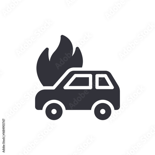 Burning Automobile Illustration Representing Loss And Crisis Or Financial Difficulty Insurance Claim