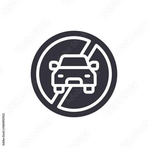 Stylized Auto Restraint Symbol Graphic Signifying Vehicles Are Not Permitted In This Area