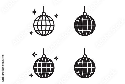 Glittering Disco Ball Icon on Checkerboard on white Background