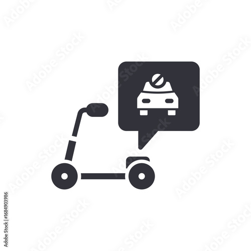 Modern Electric Scooter Icon Communicating Ride Sharing Information Through Dialogue Bubble