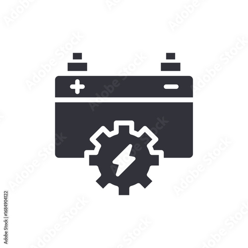 Automotive Battery Symbol With A Gear And Lightning Bolt Illustrating Electric Power