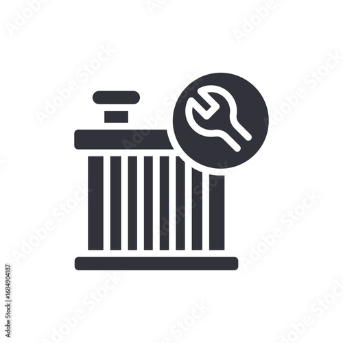 Radiator With Wrench Icon Symbolizing Automotive Repair Service And Maintenance