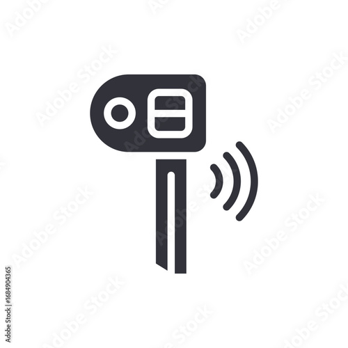Stylized Modern Car Key Fob With Wireless Signal Emanating From Side Edge