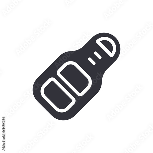 Stylized Vehicle Key Fob Representation With Streamlined Shape And Rounded Elements