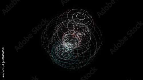 Futuristic colors sphere of particles and lines. Network connection big data. Abstract technology background. 3d rendering.