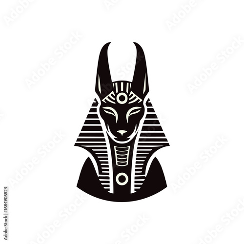 Anubis Egyptian God Stylized Black and White Illustration Logo Icon