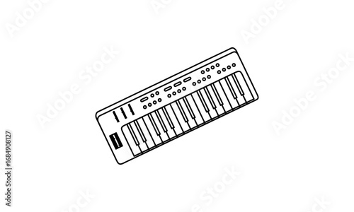 Minimalist Line Drawing of MIDI Keyboard Controller for Music Production