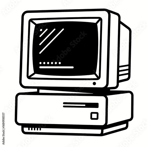 Classic Computer Icon in Minimalist Style