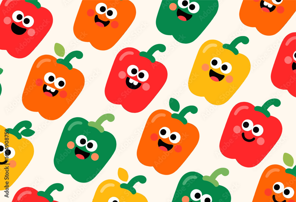 Obraz premium Colorful Pepper Friends in Playful Pattern