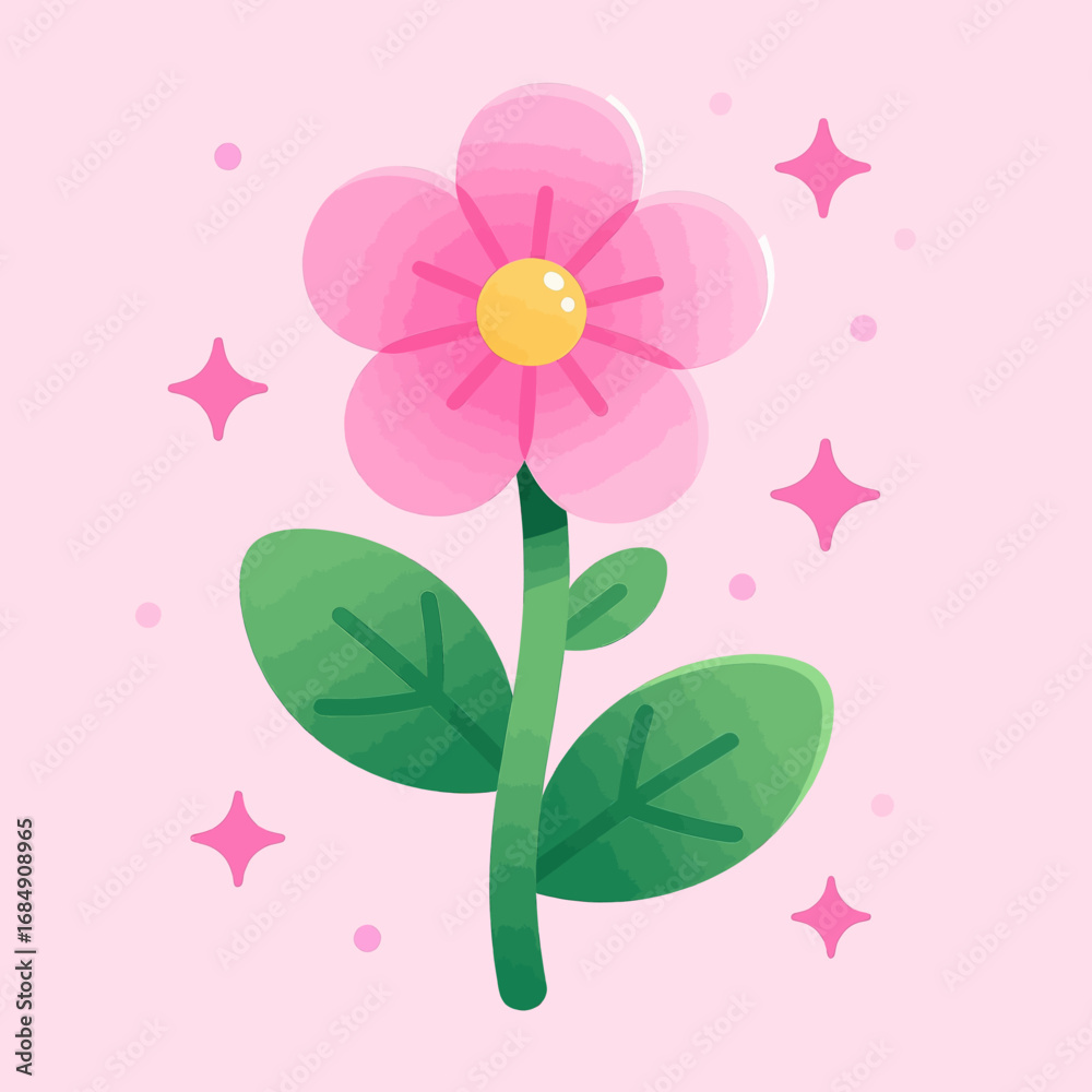 Fototapeta premium Delightful Pink Flower Bloom with Sparkles