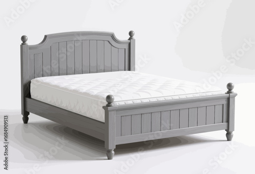 Elegant Grey Bed with Quilted Mattress in Minimalist Setting