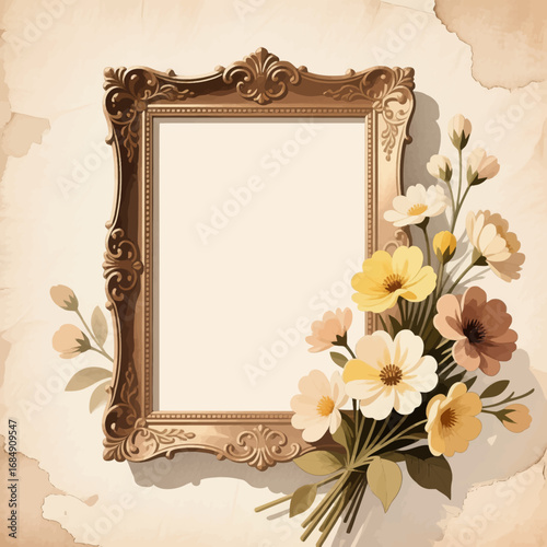 Elegant Vintage Frame with Delicate Floral Bouquet