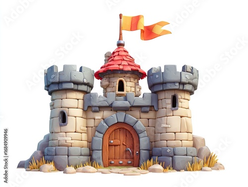 Cartoon castle with flag (1)
