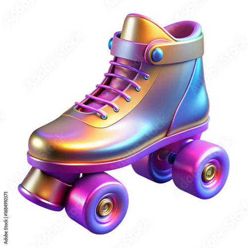 Colorful roller skate isolated on transparent background, a vibrant and retro design