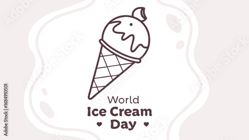 World ice cream day with a delicious ice cream cone