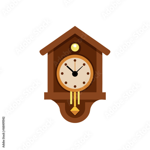 handcrafted wooden wall clock illustration  on whi