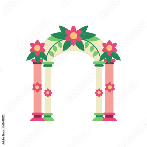 floral garlands adorning every pillar and archway 