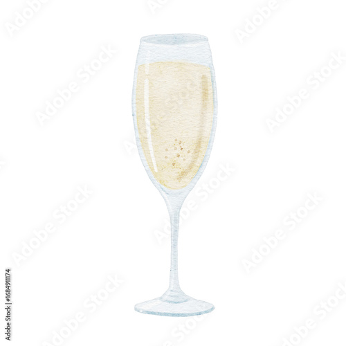 A lovely digital watercolor illustration of a champagne glass. Use this graphic to create beautiful and celebratory designs for New Year's Eve and other special occasions