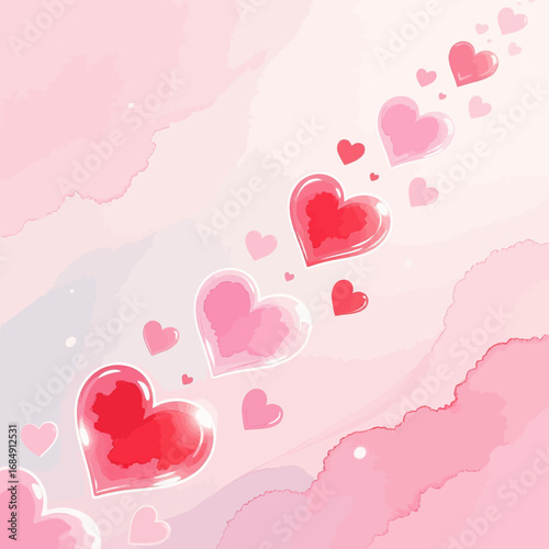 Romantic Hearts in Cloudy Sky