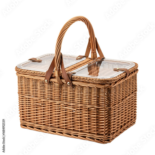 Wicker Picnic Basket with Lid and Handles  Perfect for Outdoor Gatherings and Summer Picnics