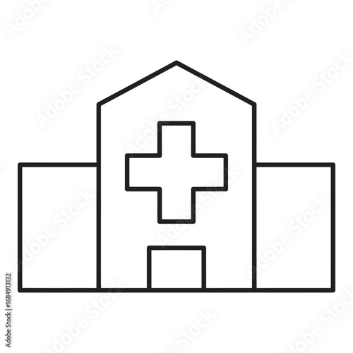 Building with medical cross symbol healthcare