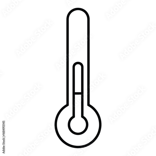 Black thermometer outline with bulb and mercury line temperature measurement