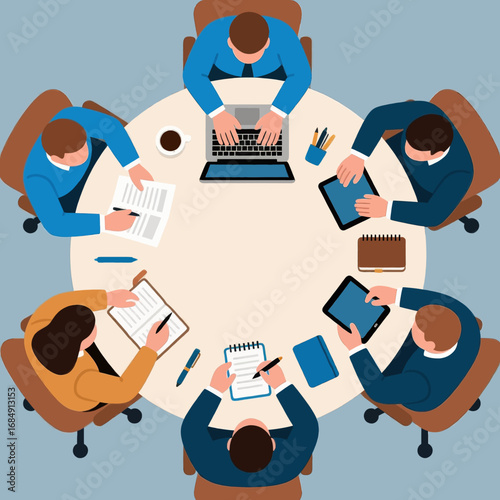 Team Collaboration in Modern Office Meeting