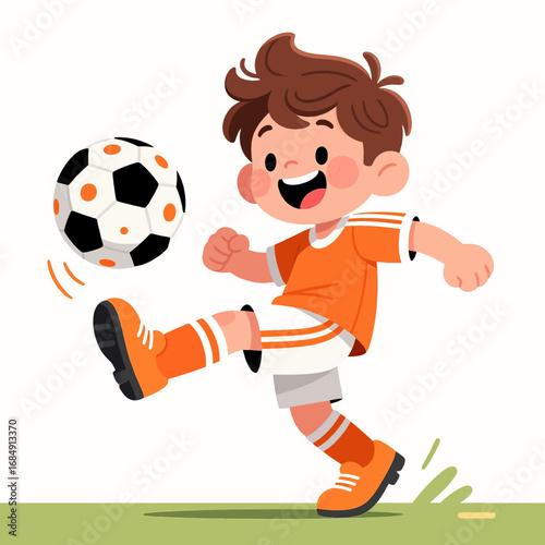 Young Boy Playing Soccer on Sunny Day