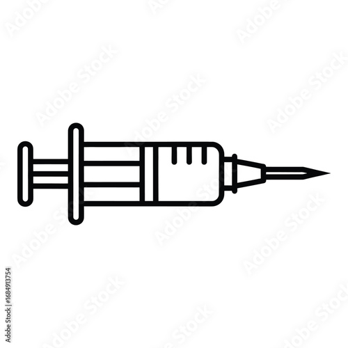 Medical syringe with sharp needle and plunger injection health