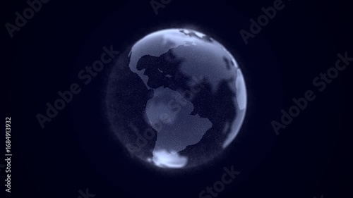 Virtual planet Earth with particles and lines. Network connection big data. Abstract technology blue background. 3D rendering.