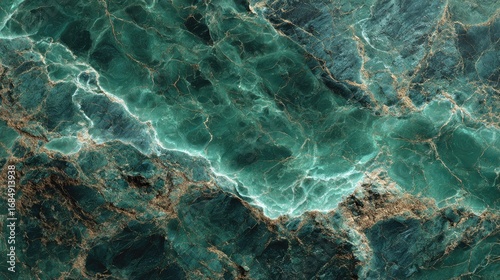 Deep teal marble veins, gold flecks