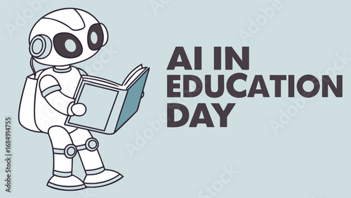 Ai in education day with a robot reading a book