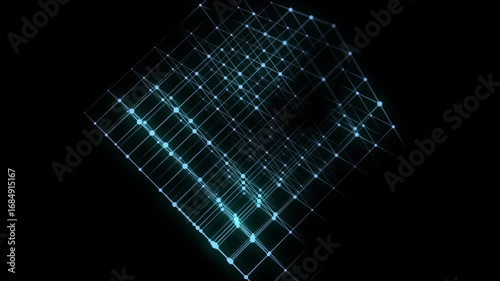 Cyber network connection structure in the form of a cube. Technology connect big data. Science background. Abstract geometric 3D objects. 3D rendering.