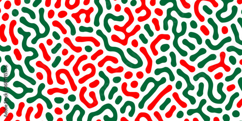 Vector seamless pattern with abstract lines and flower design. Abstract geometric fabric circle floral pattern. Hawaiian tropical seamless pattern.	