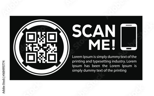 QR code scan icon set. Scan me frame. QR code scan for smartphone. QR code for mobile app, payment and identification. Vector illustration.